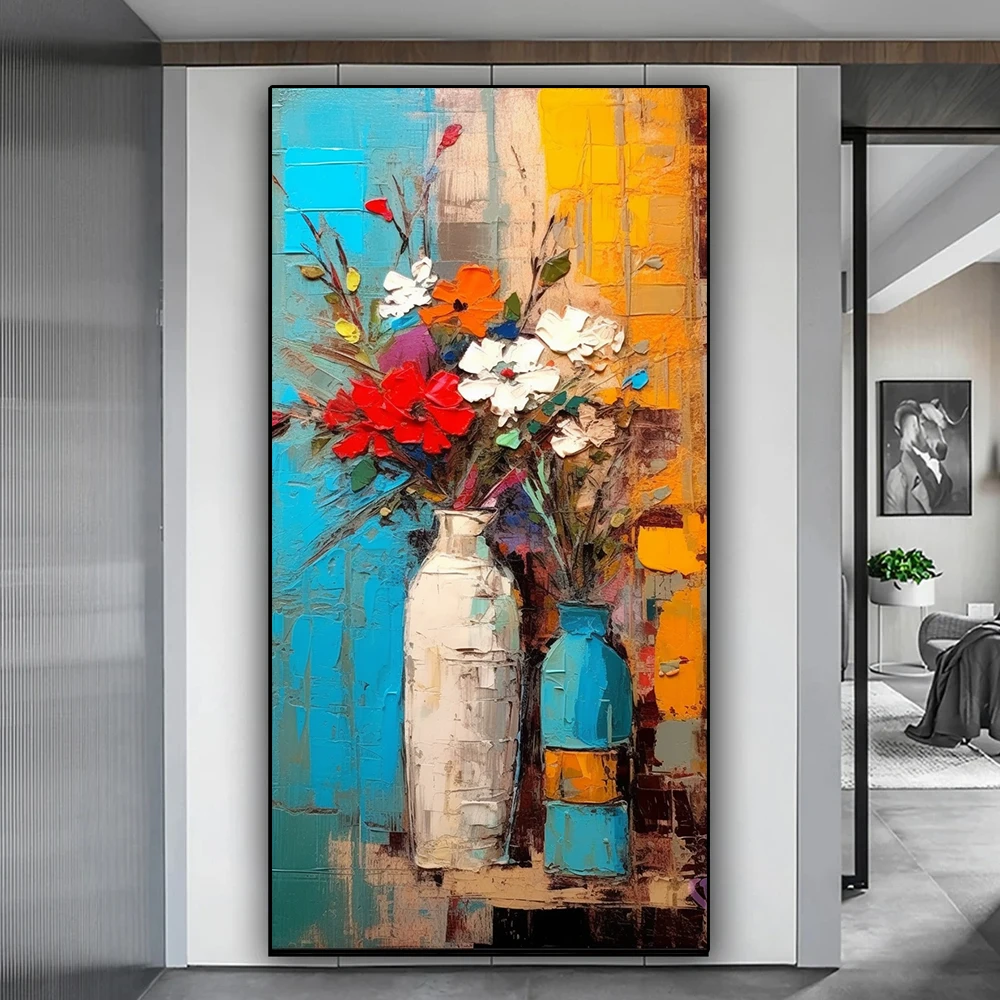 

Abstract Retro Vase Potted Flower Art Aesthetic Canvas Painting Wall Art Poster Print Living Room Porch Background Home Decor