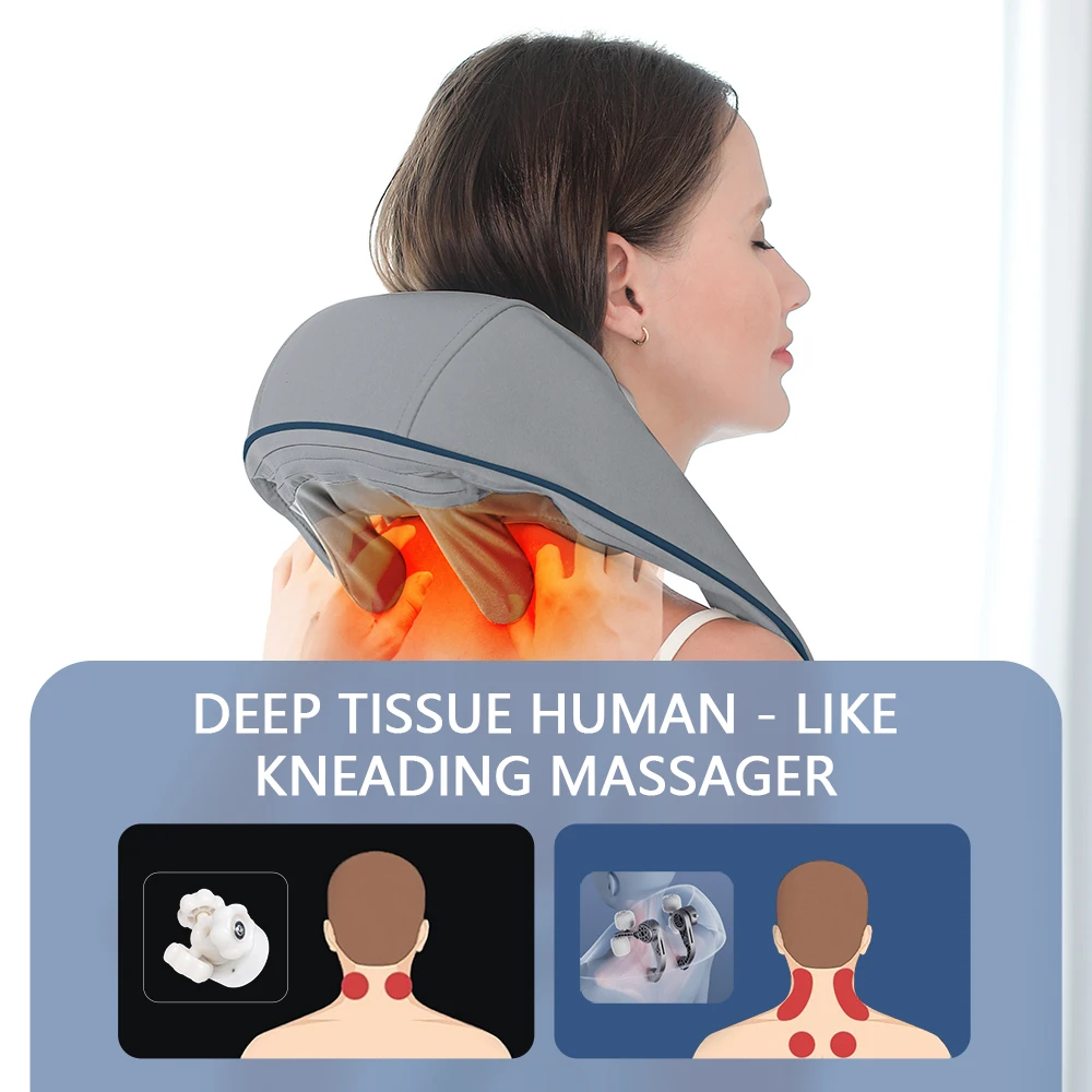 Foreverlily 26W Neck Shoulder Massager Brushless Motor Body Kneading Massage Shawl Trapezius Neck Back Cervical masajeador view 5