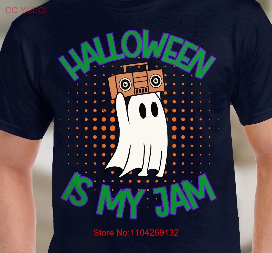 Funny Halloween T Shirt Is My Jam Ghost Boombox Party long or short sleeves