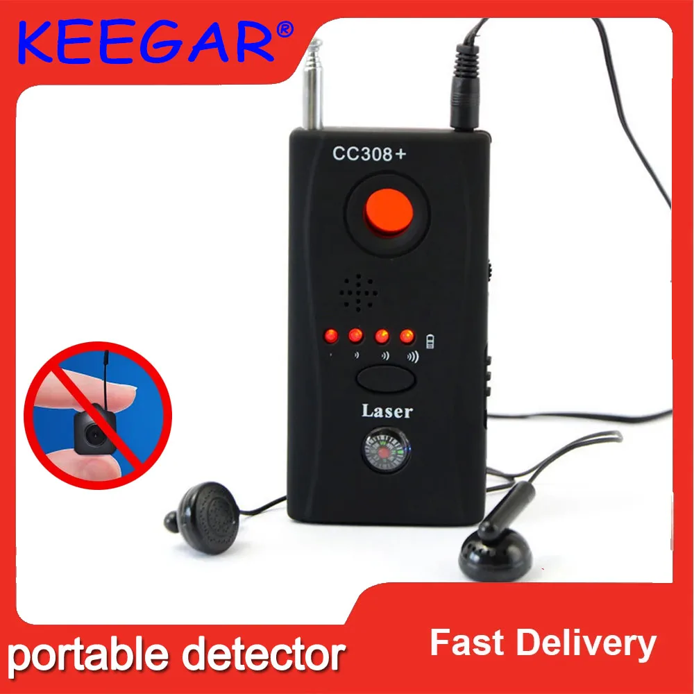 CC308 Camera Detector Radio Wave Signal Detect Camera WiFi RF GSM Device Tracer Full Range Scan Wireless Camera Lens Detector