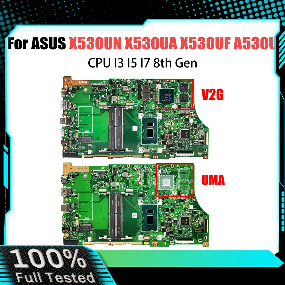 

X530UN Mainboard For ASUS X530UA X530UF A530U F530U V530U R530U K530U S530U X530UNO Laptop Motherboard I3 I5 I7 8th CPU