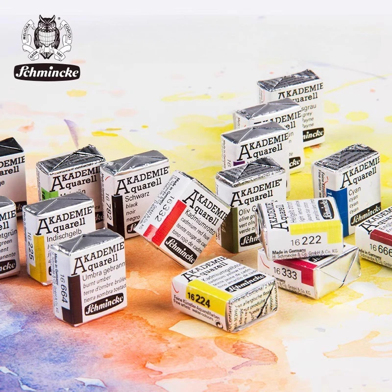 

Schmincke Academy-level Half Block Solid Watercolor Paint Original Watercolor Block Portable Artist Painting Supplies