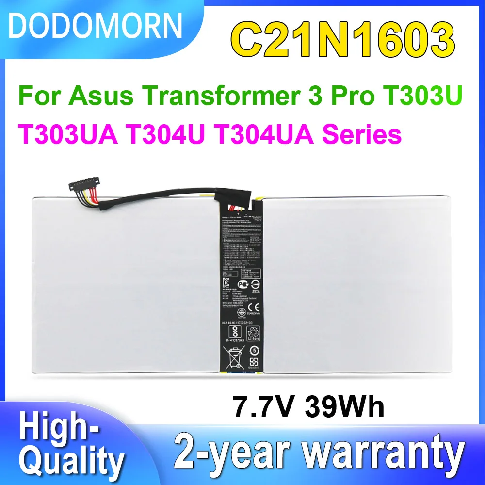 DODOMORN C21N1603 Battery For ASUS Transformer 3 Pro T303U T303UA-0053G6200U GN027T T304U T304UA Laptop Batteries 39Wh 7.7V