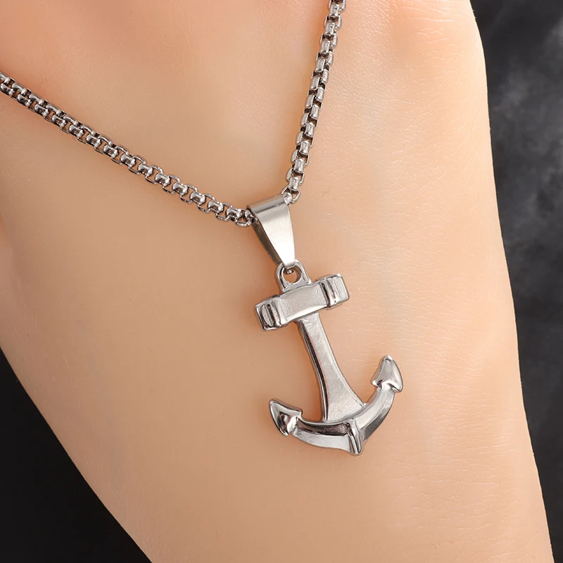 Retro Classic Simple Stainless Steel Anchor Pendant Necklace Various Styles Fashion Punk Jewelry Gifts