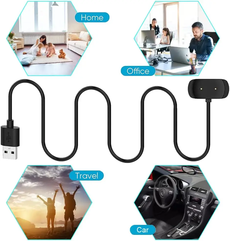 شاحن لـ Amazfit GTR 2/ GTS2 Mini/ GTS 2e/ Bip 3/ Bip 3 Pro/ GTS 4 Mini/ Bip U Pro/GTS 2/ T-Rex Pro كابل شحن مغناطيسي 1 متر