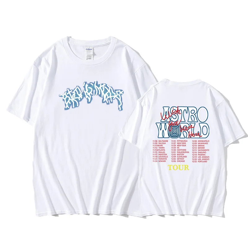 New Fashion Hip Hop T Shirt Men Women ASTROWORLD Harajuku T-Shirts WISH YOU WERE HERE Letter Print Tees Tops