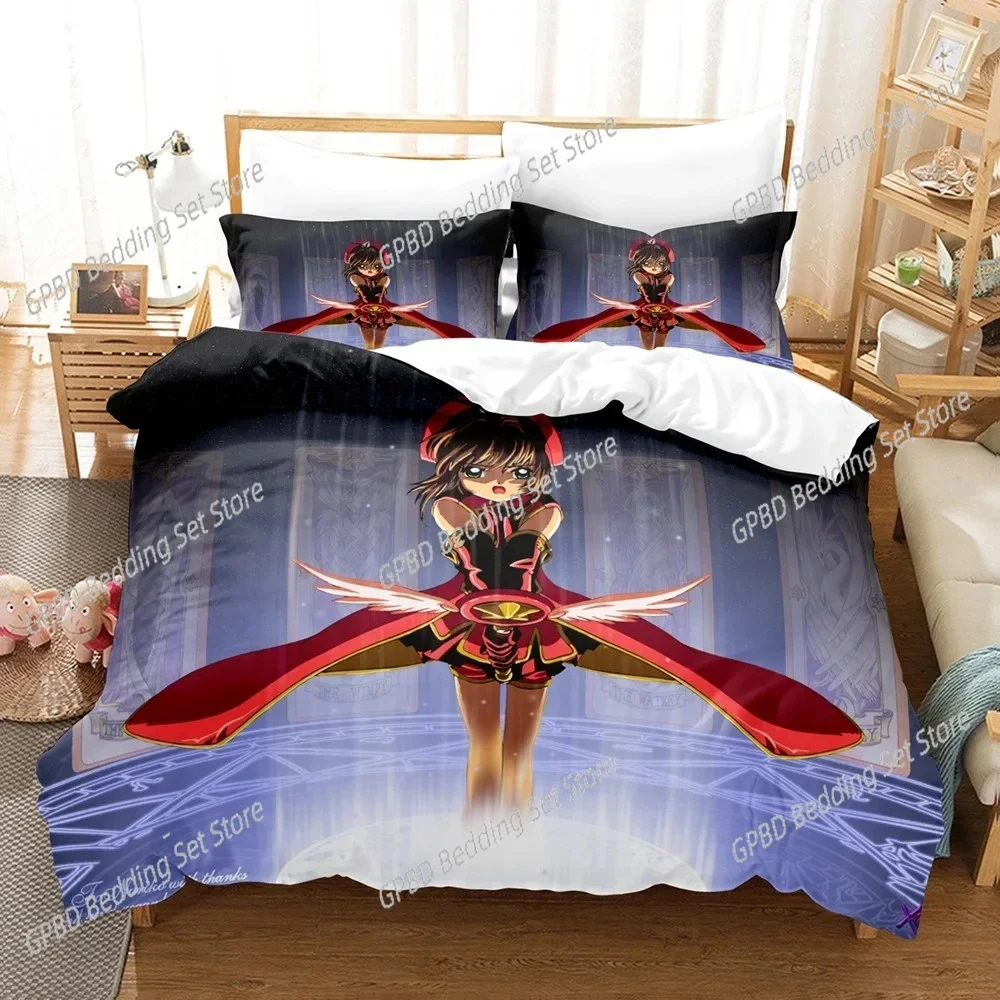 Anime Cardcaptor Sakura 3D Bedding Set Duvet Cover Pillowcases Single Twin Full Queen King Size Home Decor Quilt Boys Gift