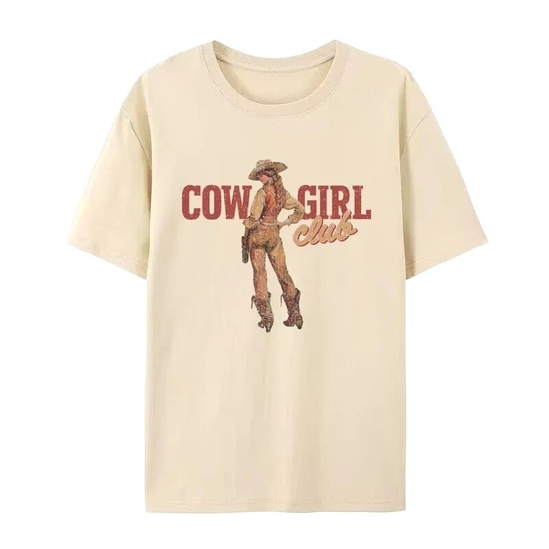 Bonito cowgirl clube t camisa retro boho país ocidental gráfico camisetas vintage estética rodeio camisetas roupas de moda feminina