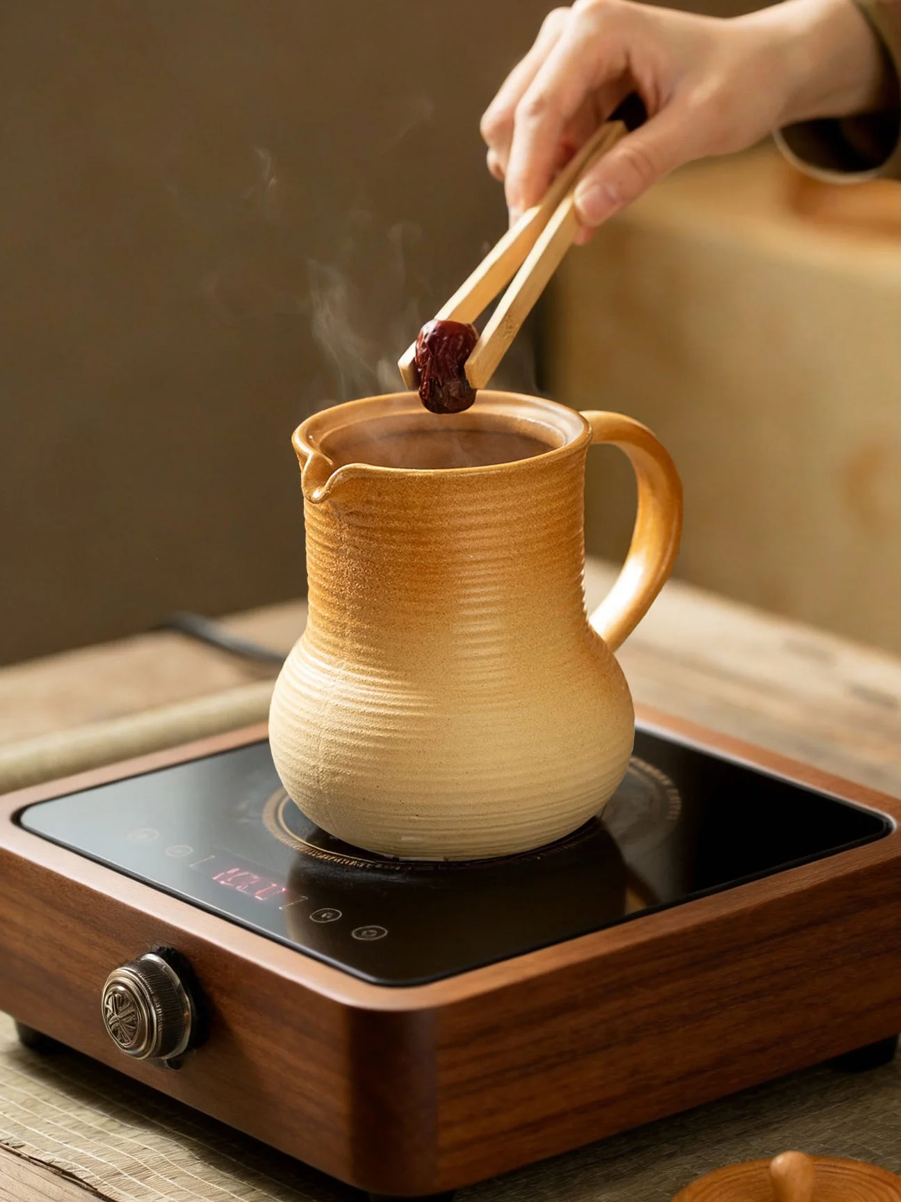 

Traditional Handmade Thi Clay Milk Coffee Pot Wine Warmer Stove Top Tea Brewing Pot Direct Flame Cerc Stove