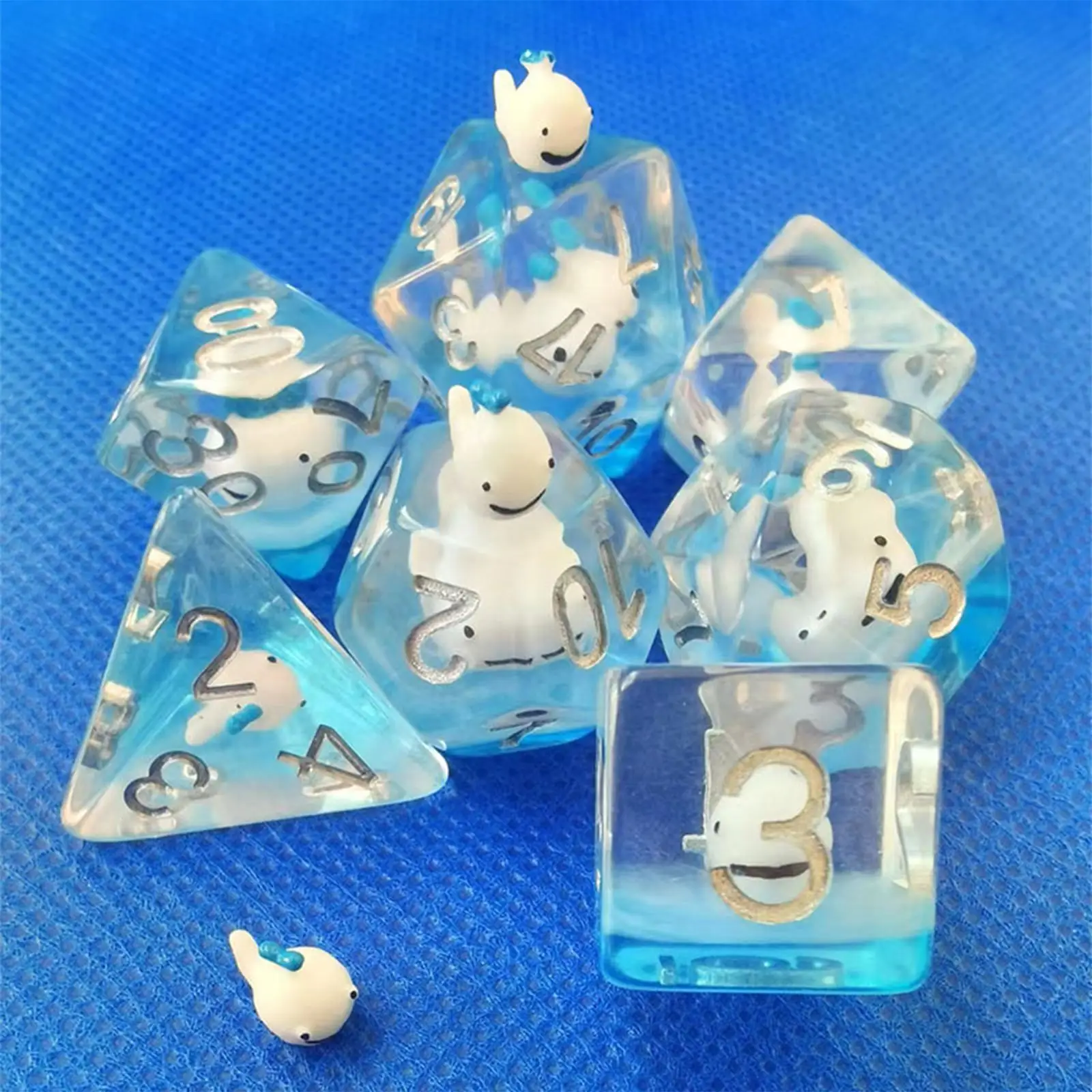 

7Pcs Polyhedral Dices Set with Animal Dolphin Table Game Dices for Entertainment Tabletop Games