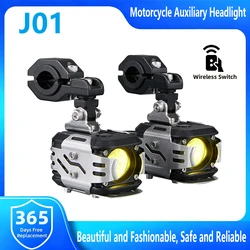 J01/J03 Wireless Switch Motorcycle Front Auxiliary Spotlight 7200 Lumens Electric Vehicle LED Beads Far And Near Light Tangent