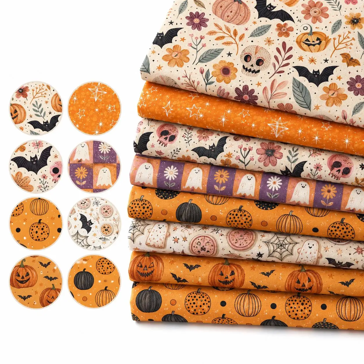 50*145cm Halloween Bat Pumpkin Patchwork Polyester Fabric for Tissue Sewing Quilting Fabrics Needlework Material DIY Handmade