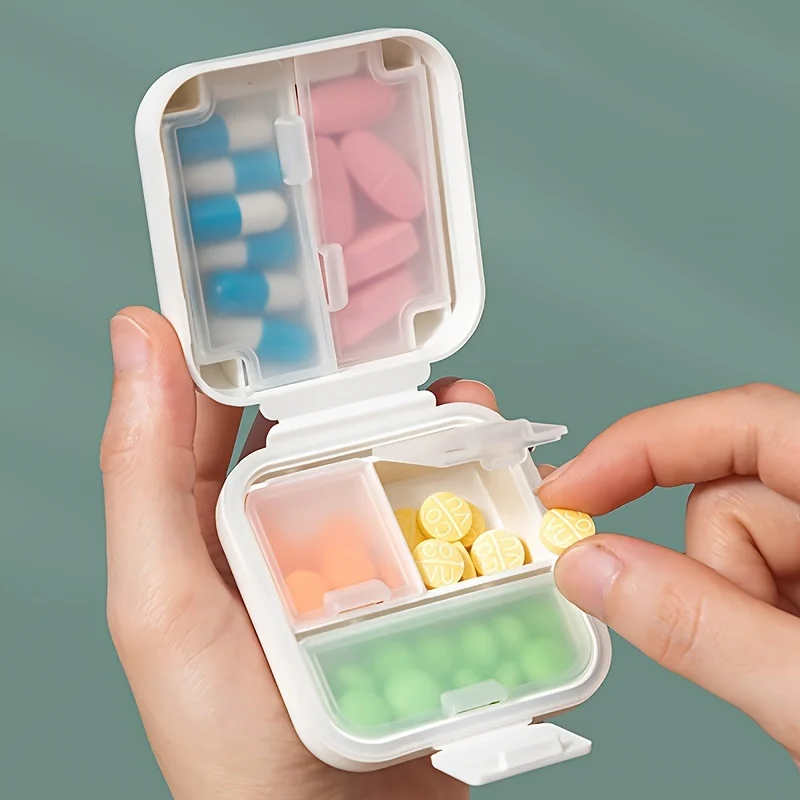 8 Grids Organizer Container For Tablets Travel Pill Box With Seal Ring Small Box For Tablets Wheat Straw Container For Medicines