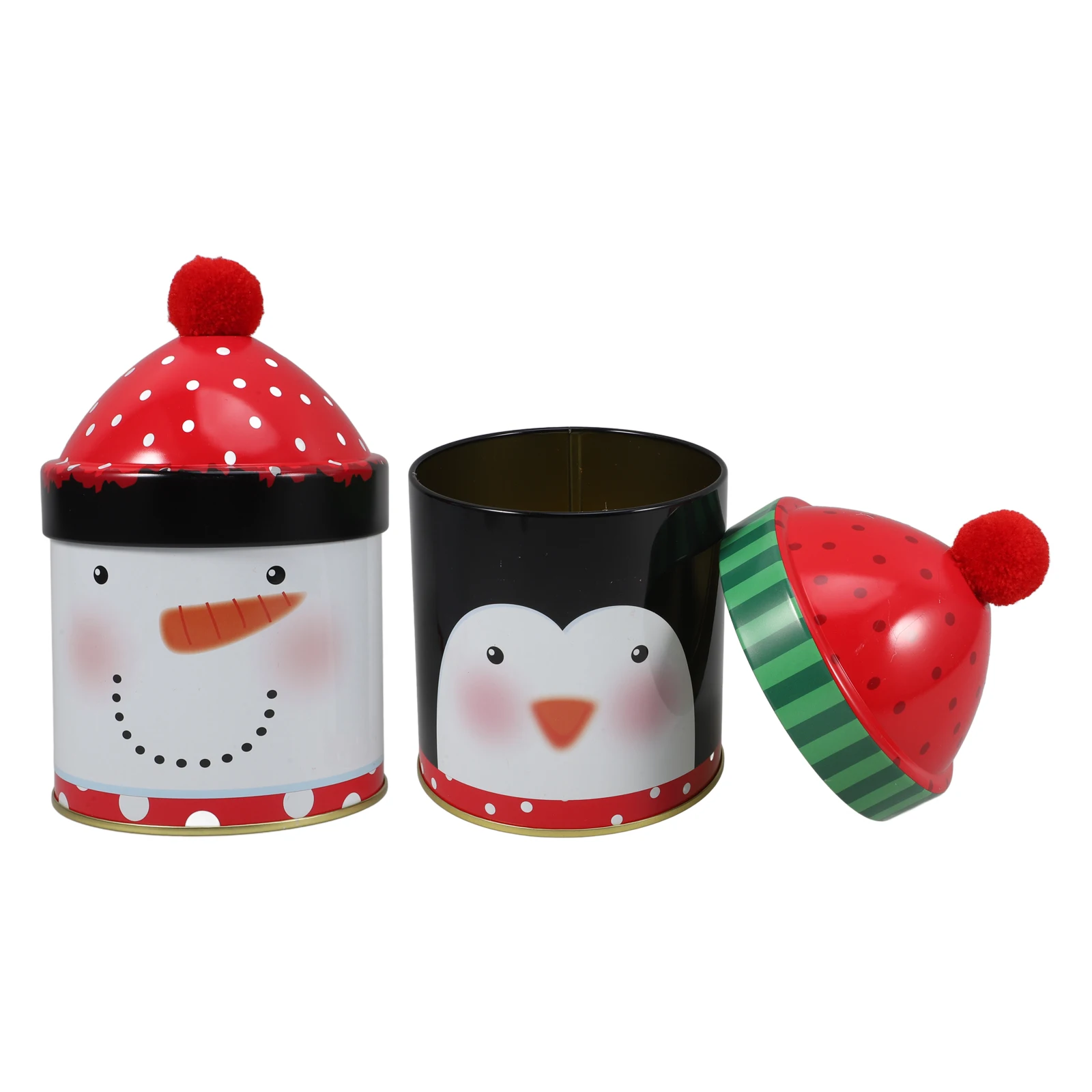 

2pcs Tinplate Storage Biscuit Christmas Tin Box Containers Holiday Christmas C Decor Iron Jars