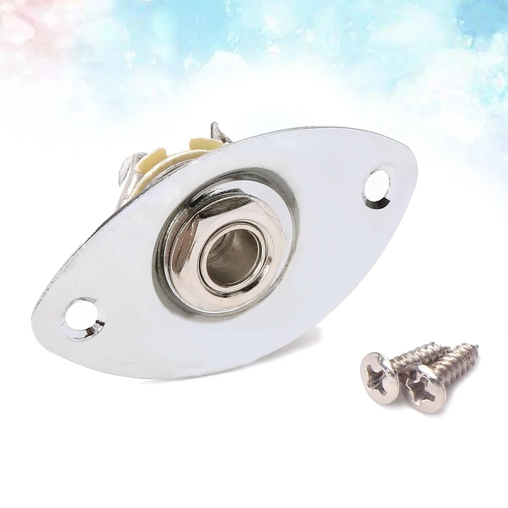 

Chrome Plated 1/4 Inch 6.35Mm Indented Oval Guitar Pickup Jack Socket For Electric Guitar Bass Durable Iron Copper Nickel