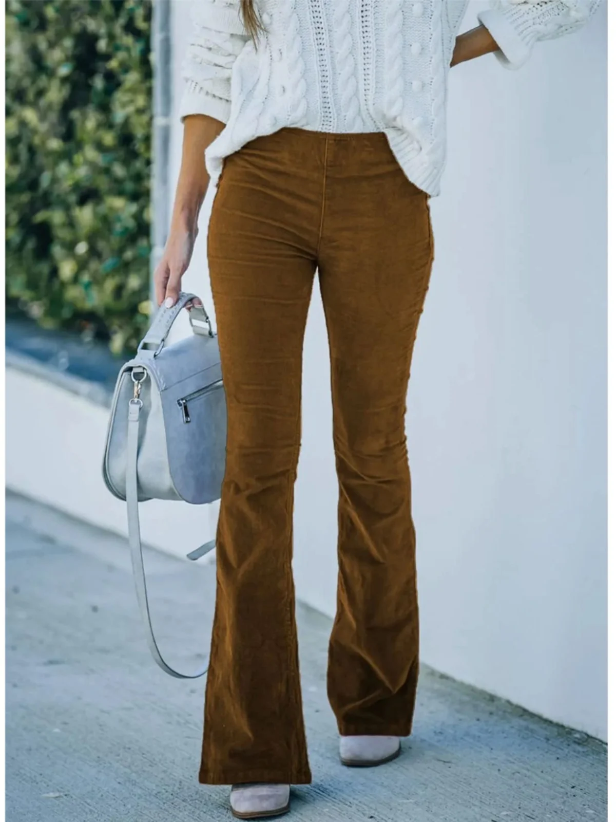 

Брюки-клеш из вельвета с высокой талией, облегающие, в уличном стиле, простой дизайн, длинные, из полиэстера, не требуют глажки.