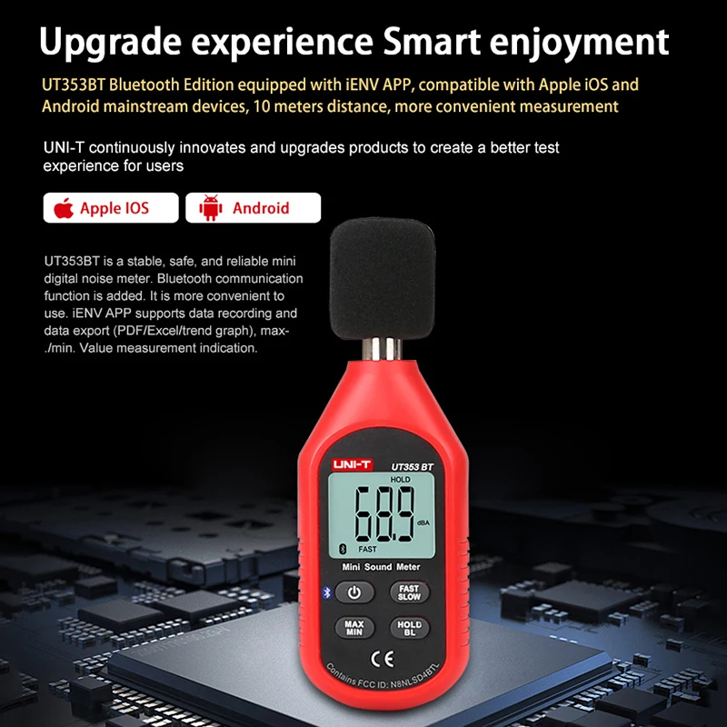 UNI-T 디지털 사운드 레벨 측정기 소음 측정기 30-130db 데시벨 모니터링 사운드 레벨 미터