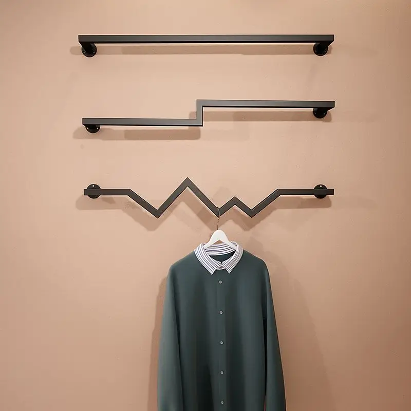 2 Pieces Gold Clothing Store Hanger Metal Shelves Coat Dress Suits T Shirt Display Racks Wall Mounted Hanging Tools Saving Space