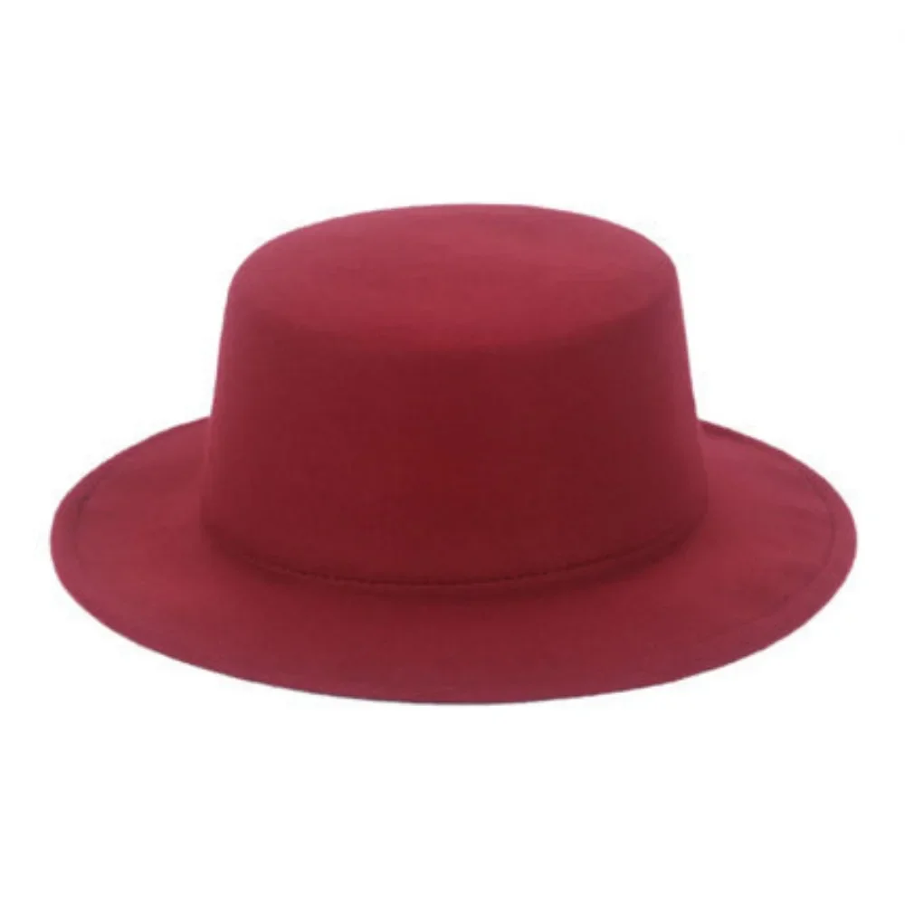 

Winter Autumn Fashion Women Men Unisex Wide Brim Panama Hat Autumn Winter Gentleman Elegant Jazz Church Cap Beige Black Red