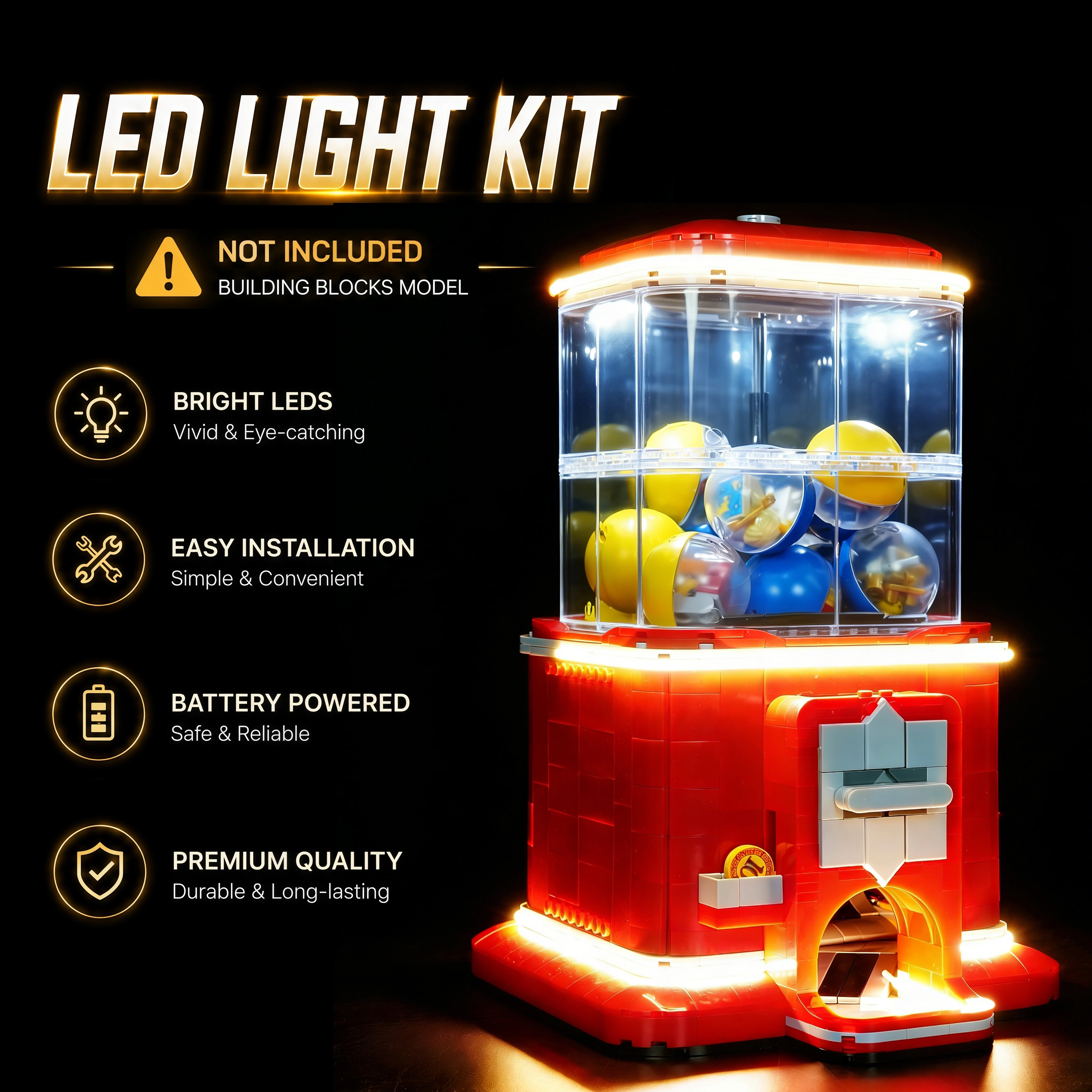 

HPROSPER 5V LED Light (No Model) For LEGO Minifigure Vending Machine 21358 Decorative lights With battery box