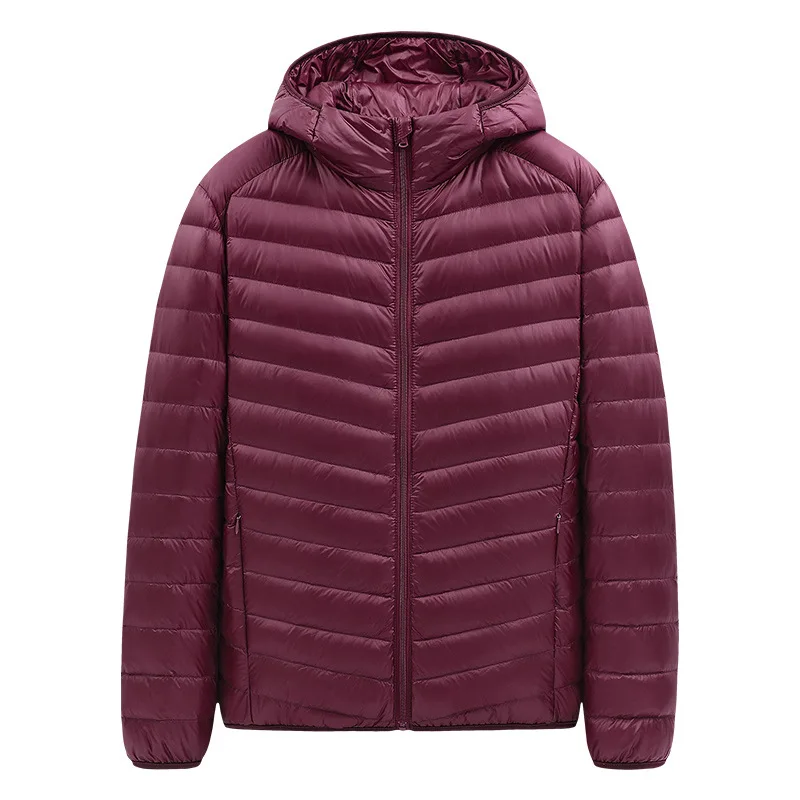 Manteaux en duvet pour hommes, couleur unie, doudoune à capuche, fermeture éclair, poches amples, Cardigan épissé à manches longues, décontracté, léger, extensible, hiver