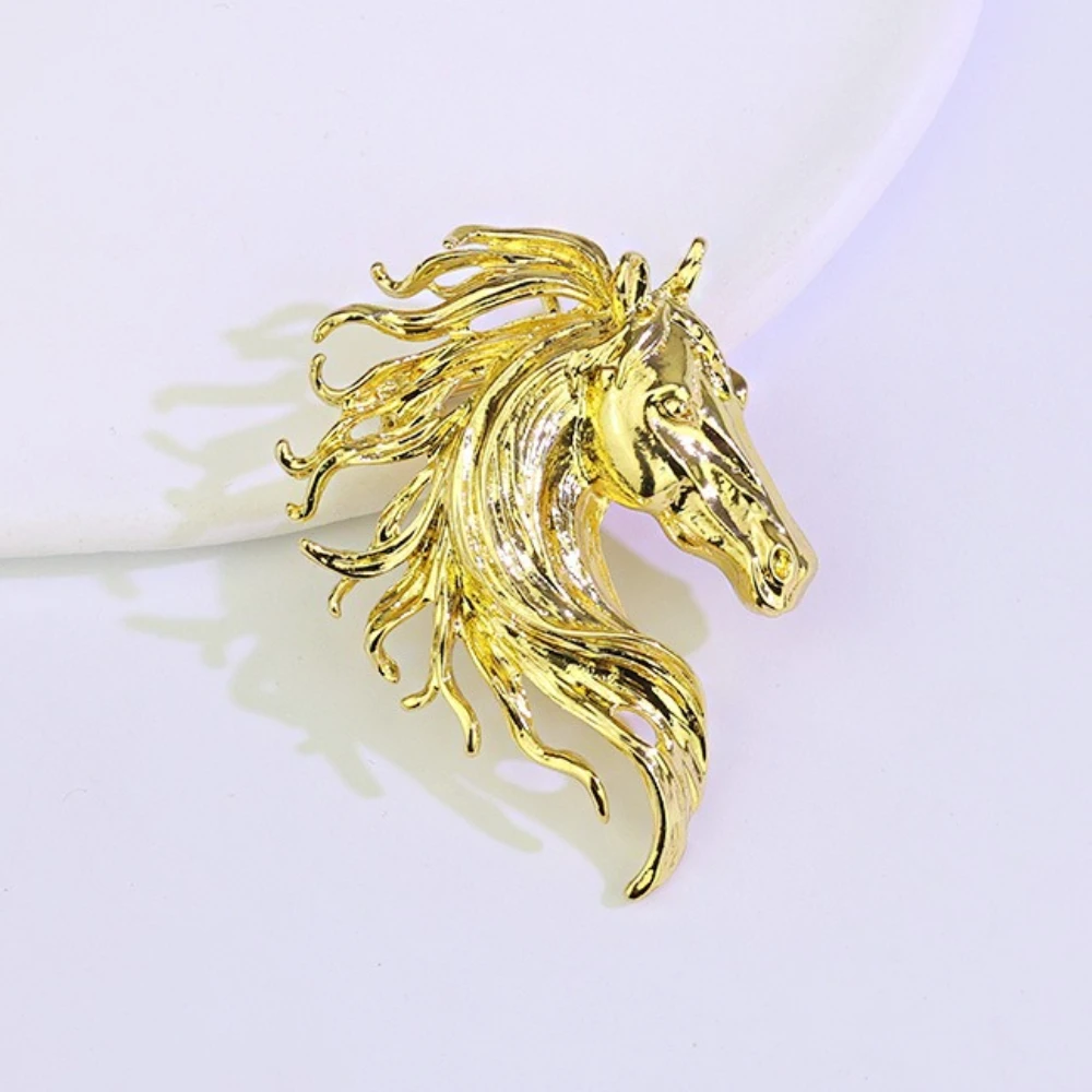 خمر الحصان رئيس بروش دبوس الحيوان دعوى قميص طوق دبابيس للنساء والرجال مجوهرات الأزياء شارة اكسسوارات الهدايا