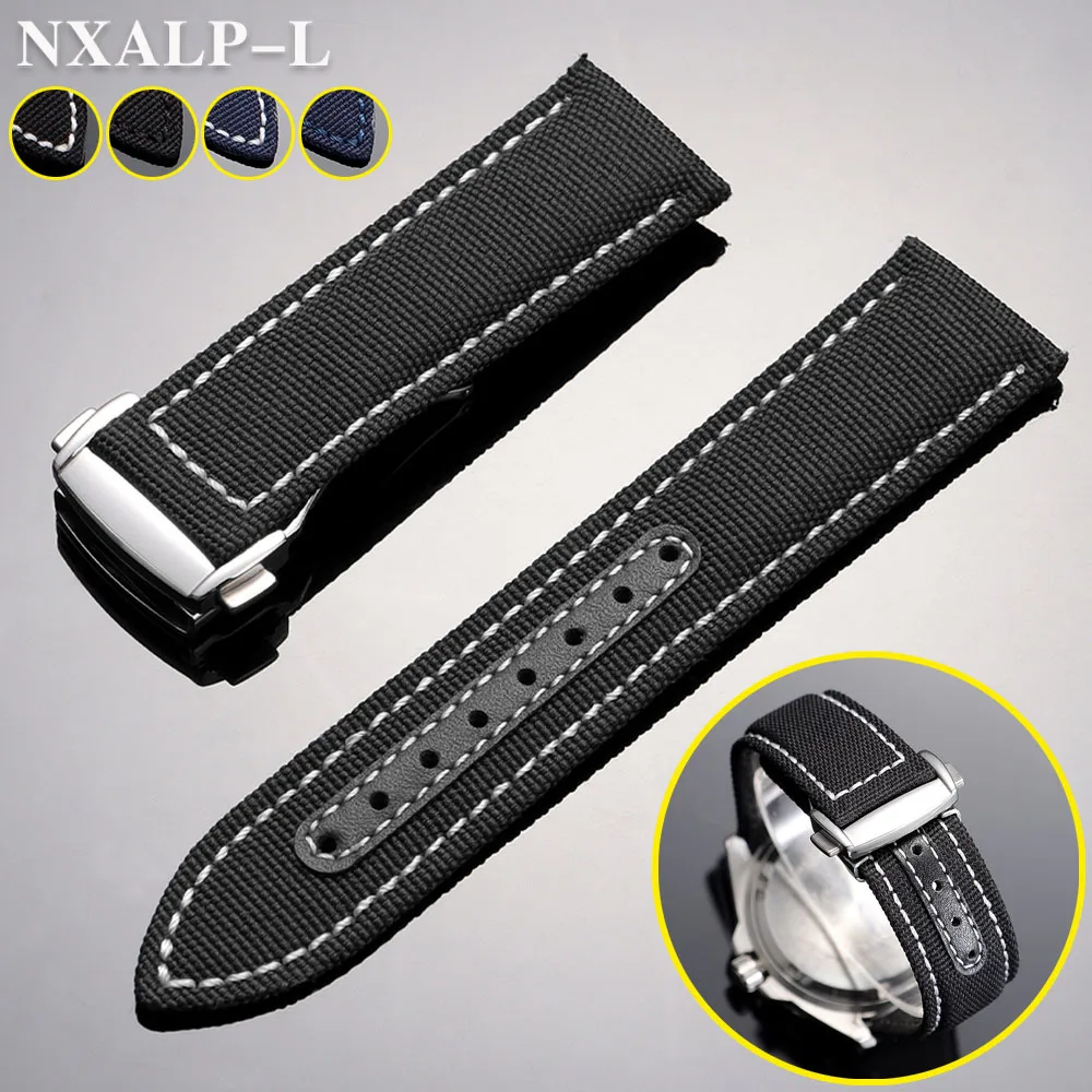For Omega Seamaster 007 300 Canvas Watch Strap for Speedmaster AT150 for Snoopy 310.32 Series Nylon Leather Watchband 20mm 22mm