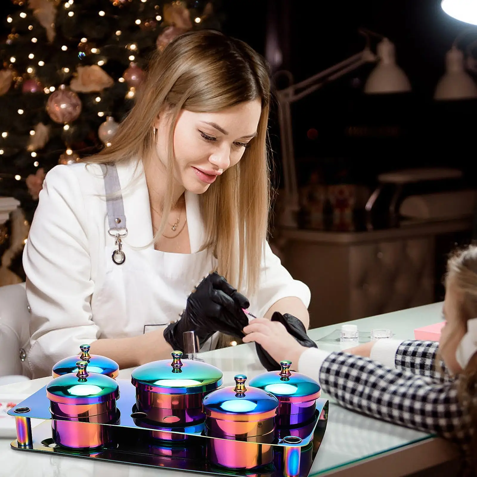 3x Piatto Dappen per unghie Piatto Dappen in polvere liquida acrilica per monomero del salone di bellezza