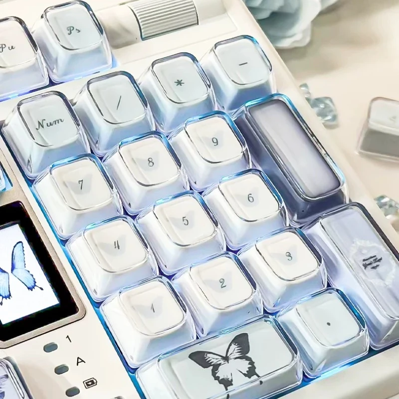 Butterfly Theme Keycaps Set Customized KDA Profile PC Sublimation Double-layer Keyboard Cap for Mechanical Keyboard Accessories