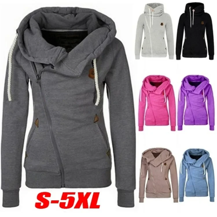 2024 Popular Women's Clothing Top European American Sports Cardigan Side Zipper Hooded Sweatshirt Jacket