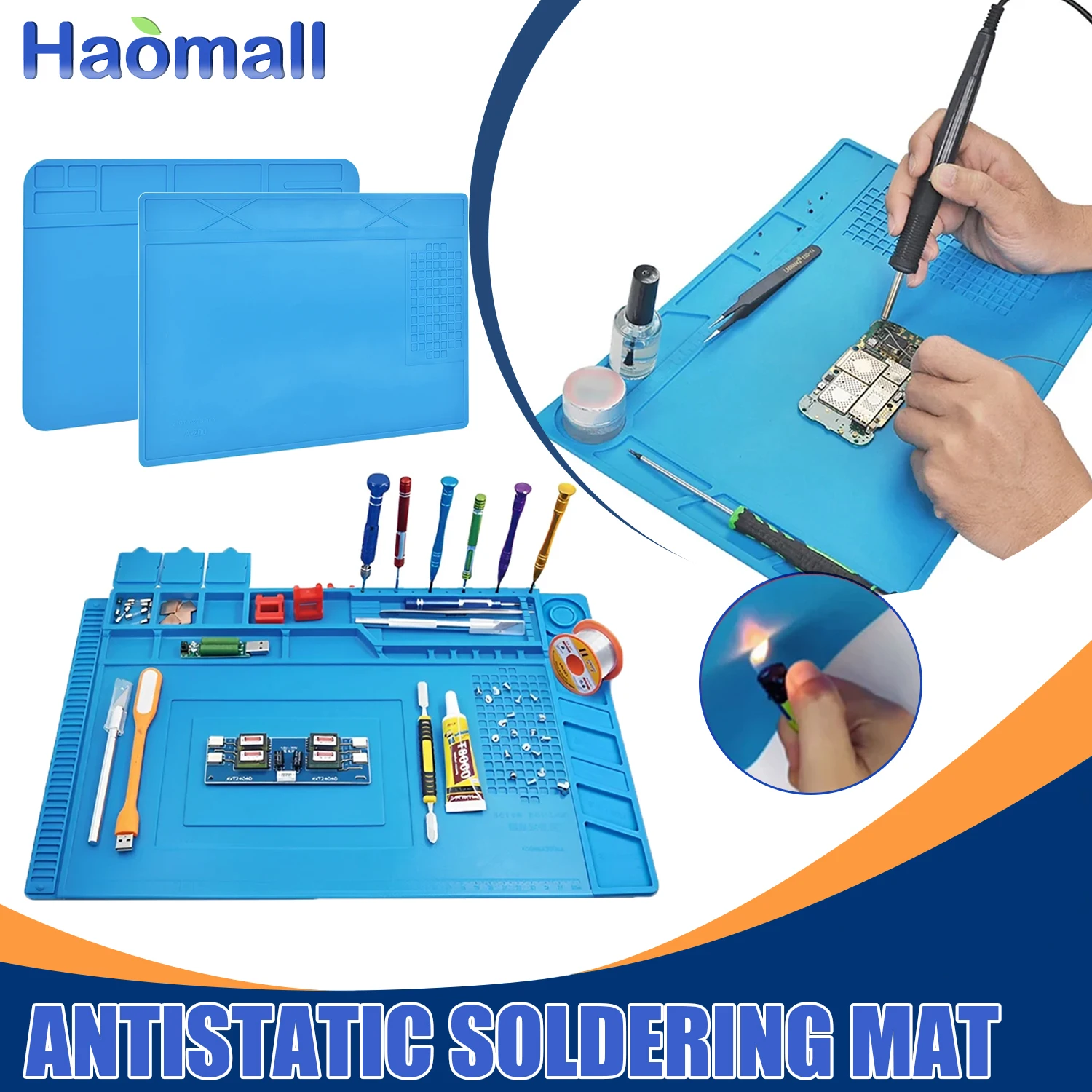 

Antistatic Soldering Mat ESD Heat Resistant Insulation Work Mat Soldering Station Kit Silicone Repair Pad Maintenance Platform