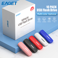 Eaget 10pcs/Pack USB Pendrive USB 2.0 Flash Drive Key USB Memory Stick 4GB Multi Color Pen Drive Set for PC Tablet