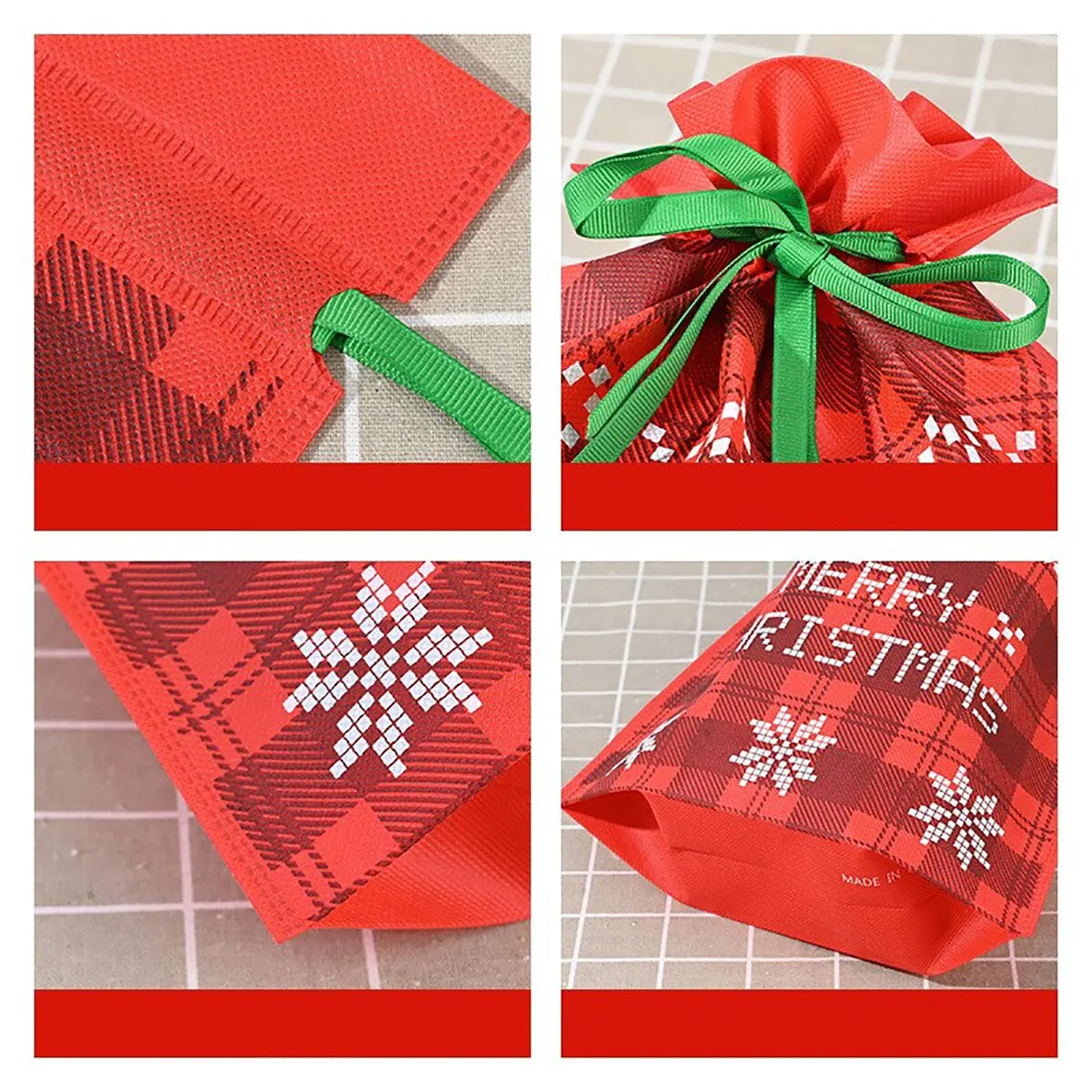 2pcs 27x36cm Drawstring Merry Christmas Santa Claus Gift Bags Large Goods Cookies Candy Packaging Bag for Christmas