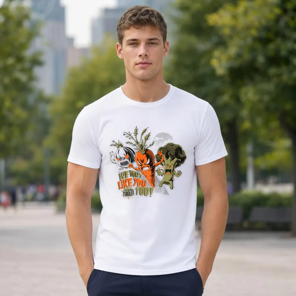Graphic Tee Men Angry Vegetable Revenge Funny Carrot Broccoli Garlic Comic Short Sleeve Summer Vacation Tops Funny