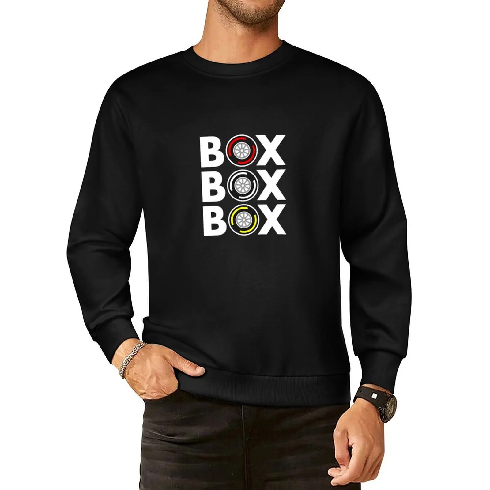 

Box Box Box F1 Tyre Compound White Text Design Pullover Hoodie men's autumn clothes male clothes winter man sweatshirt