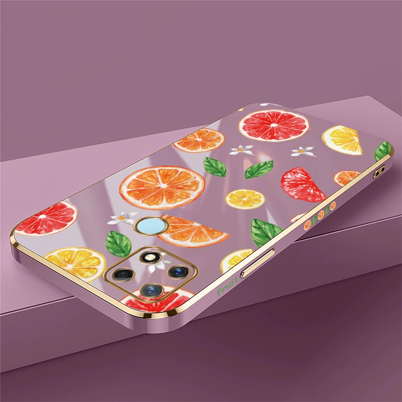 Phone Case For OPPO Realme Narzo 60X 60 Pro 30 30A 50A 50i Prime 20 20A Fashion Fruit Orange Pattern Plating Shockproof Cover