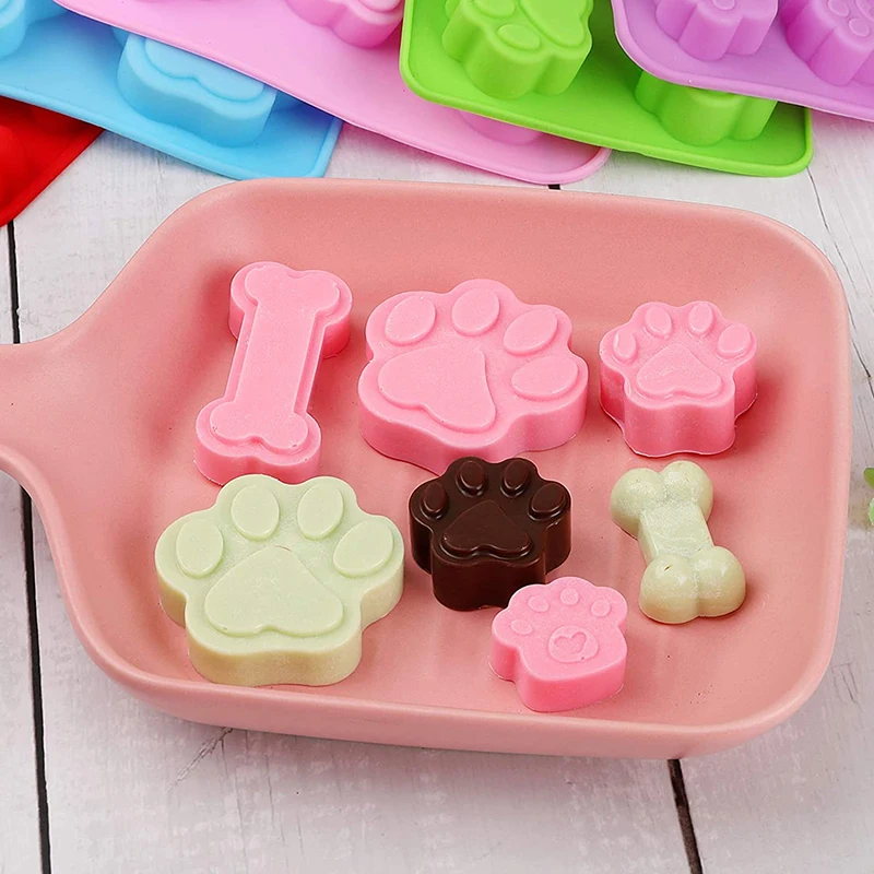 Molde De hueso De pata De perro, golosinas congeladas para mascotas, molde De silicona para cachorros y gatos, moldes De silicona para golosinas, accesorios para hornear, adorno para magdalenas