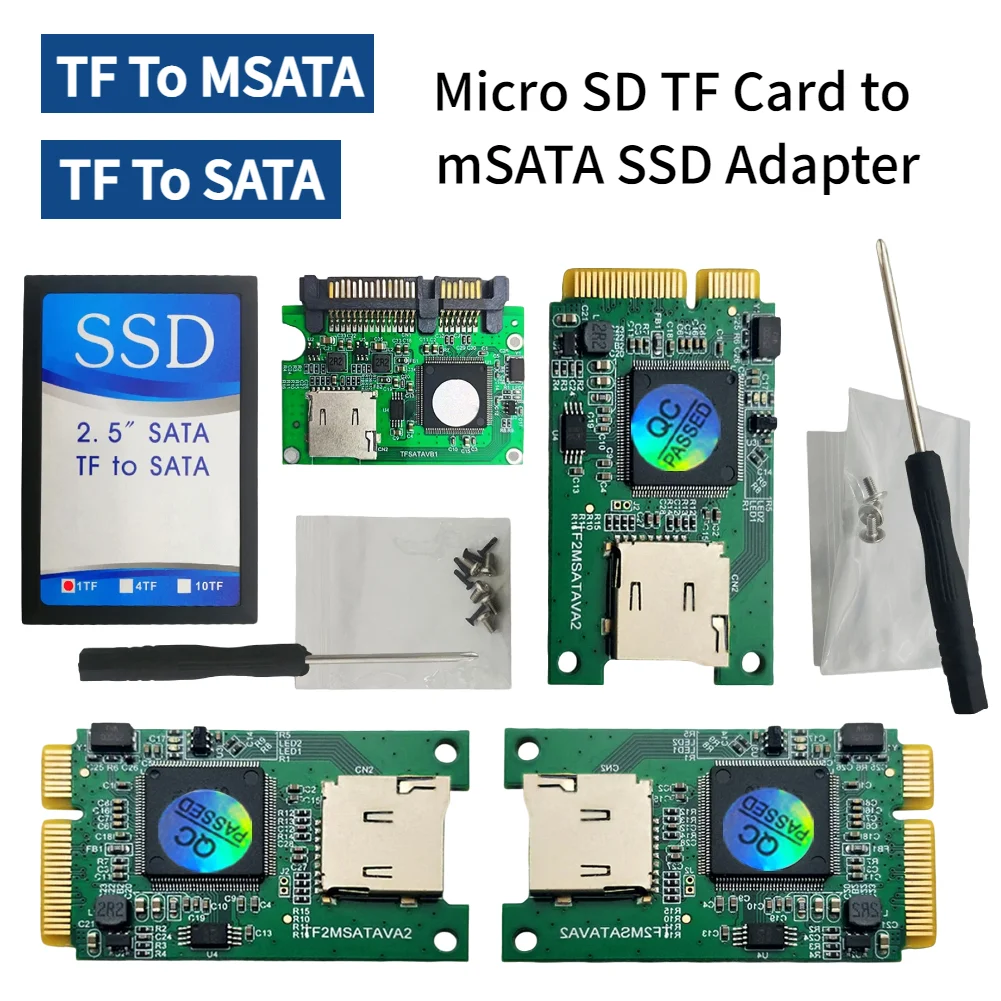 Micro SD TF Card to mSATA SSD Adapter Micro SD TF Card to MSATA/SATA TF Card Rearder Adapter for PC Computer Laptop