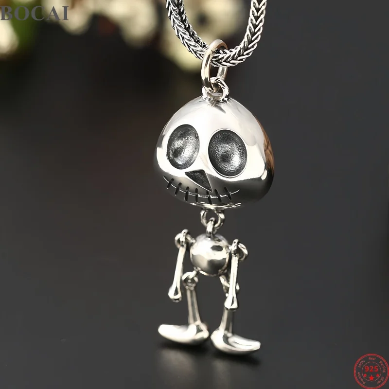

BOCAI New S925 Sterling Silver Charms Pendants for Men Women Cartoon Skeleton Clown Charm Fashion Fine Choice Jewelry