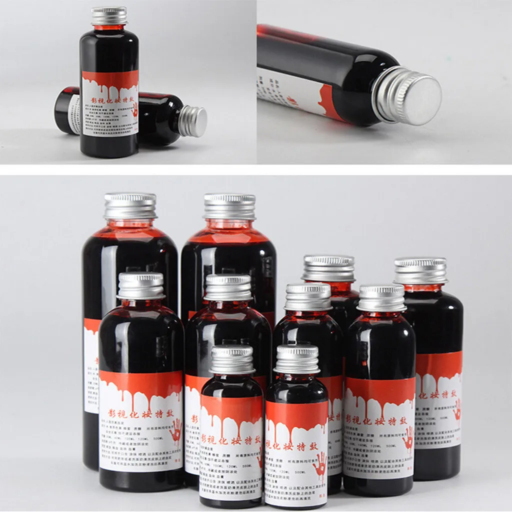 Sangre Falsa para Halloween de 30/60/100 ml, Accesorio de Maquillaje de Efectos Especiales para Disfraces, Decoración de Fiestas de Terror, Simulación de Heridas Aterradoras