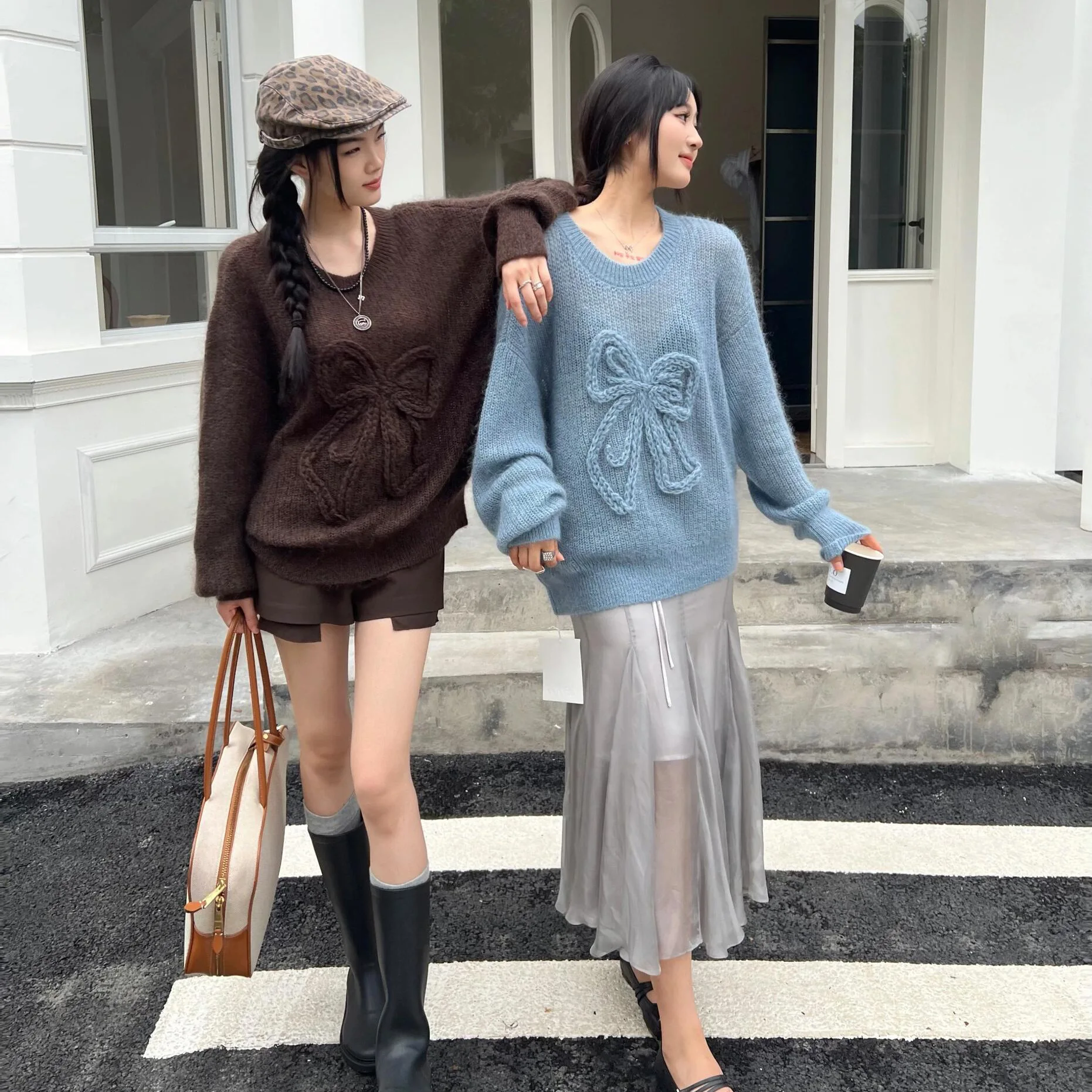 

Женский свитер с ленивым узлом, свободный круглый вязаный топ, осень 2024, новый дизайн, яркий топ для поездок на работу...