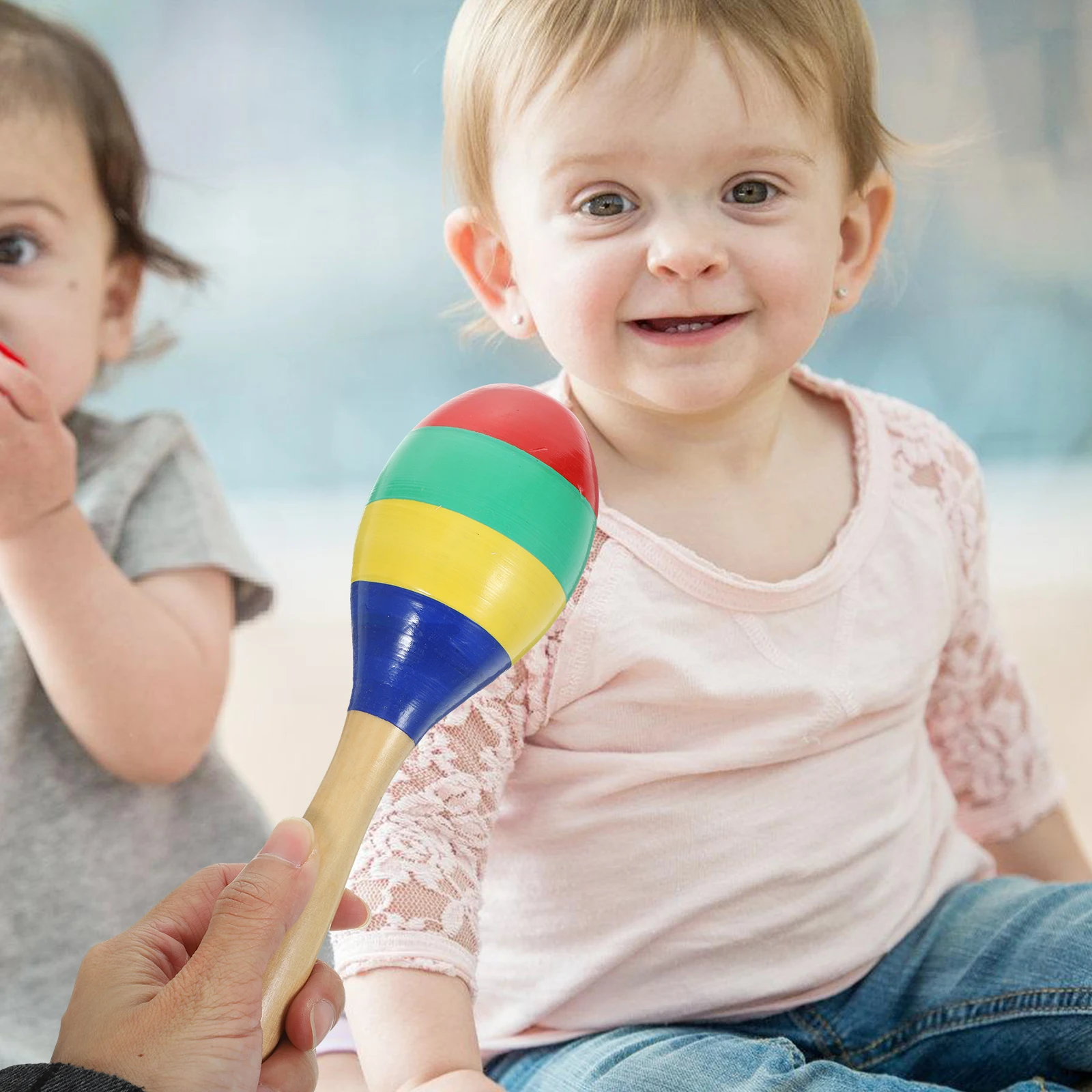 

2pcs Wooden Interactive Kids Plaything Maracas 6cm Colorful Smooth Edge Baby Percussion Toys Kids Music Instruments Learning