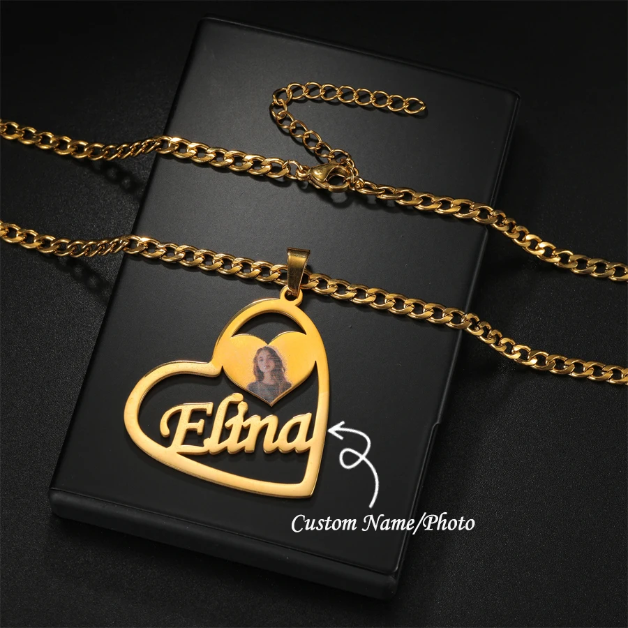 

Acheerup Personalized Pet Colorful Photo Necklace for Women Men Custom Name Dad Mom Picture Chain Pendant Jewelry Family Gifts