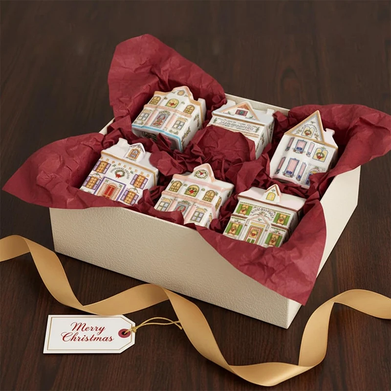 Mini-Weihnachts-Lebkuchenhaus-Dosen, Festliche Dekoration für Küchenarbeitsplatten, Weihnachtskerzen, Weihnachtsdorf-Gewürzhaus-Set