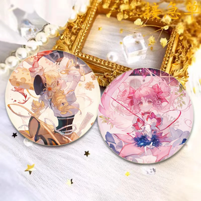 HD Print Anime Badge Puella Magi Madoka Magica Pins Kaname Madoka/Akemi Homura/Miki Sayaka/Tomoe Mami Cute Cartoon Brooches