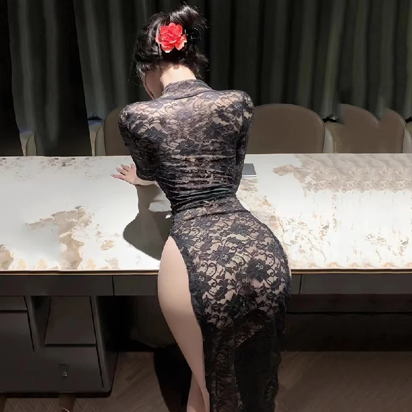 セクシーなプラスサイズの制服誘惑服情熱的なパジャマチャイナドレスロマンチックなデート用 - アダルトエンターテイメント下着