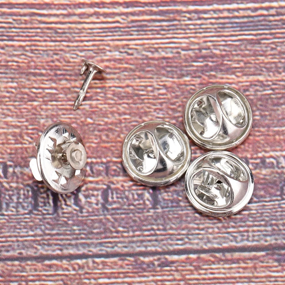 

100Pcs Beautiful Sturdy Alloy Brooch Clasp Silver Color Complete Set Tie Tacks Clutch Accessories Crafts Making
