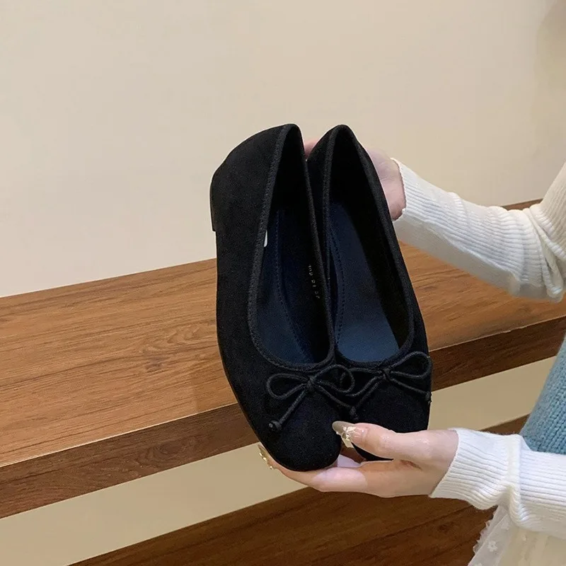 2025 Spring Bowtie Ballet Shoes Fashion Shallow Slip on Women Flat Loafers Shoes Ladies Casual Outdoor Ballerina Shoe Mocasines