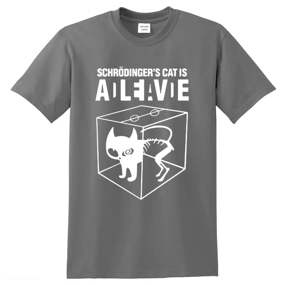 Men's T-shirt Top Quality cotton Schrodinger's Cat print men T shirt crew neck casual The Big Bang Theory mens Tshirt geometric