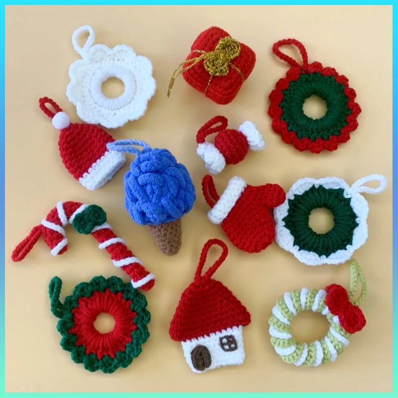 Hand Woven Christmas Decorations Accessories Diy Pendant Doll Clothes Mini Clothes Snowman Old Tree Childrens Gifts New Year